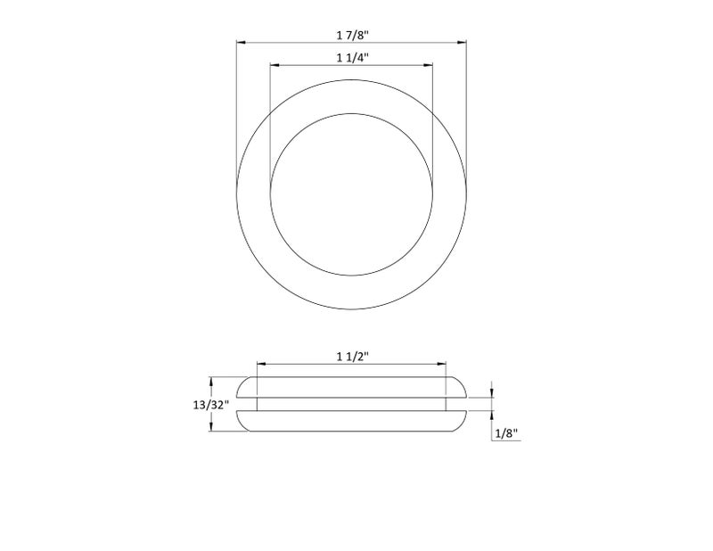 Dangoodbuy Push-in Grommet - SBR Rubber- Fits Hole Size 1 1/2" Inch, Inner Diameter 1 1/4", Fits Panel Thickness 1/8" (2 Pack)